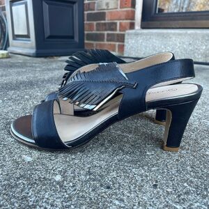 Unity in Diversity Black Fringe Slingback Heels
